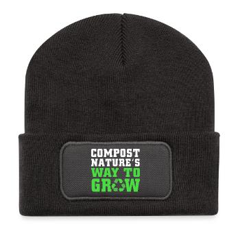 Kompost Würmer Geschenk - Recycelte Patch Beanie - Dunkelgrau - Vorne
