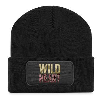 Motif de léopard au cœur sauvage bohème, imprimé animal pour - Beanie recyclé à patch - noir - Devant