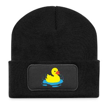 Eine glückliche Ente - Recycelte Patch Beanie - Schwarz - Vorne