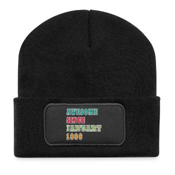 January 1996 Vintage Retro Birthday Gift - Recycled Patch Beanie - black - Front