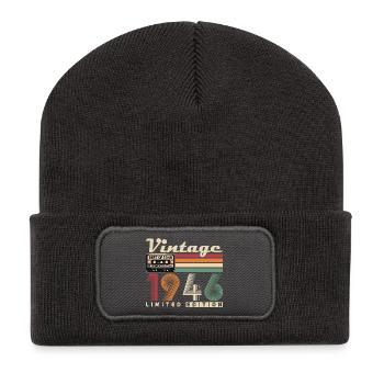 Original 1946 Vintage Birthday Retro - Recycled Patch Beanie - dark grey - Front