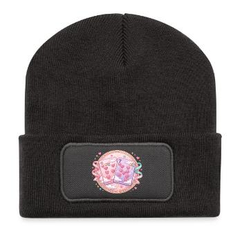 Spielkarten 67 Six Seven Valentinstag Herz  - Recycelte Patch Beanie - Dunkelgrau - Vorne