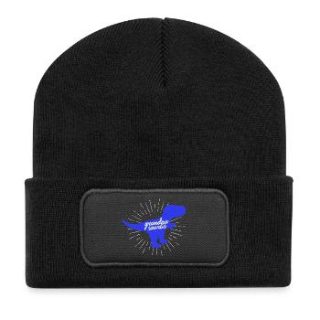 Grandpasaurus T-Rex Silhouette Dinosaurier Papa - Recycelte Patch Beanie - Schwarz - Vorne