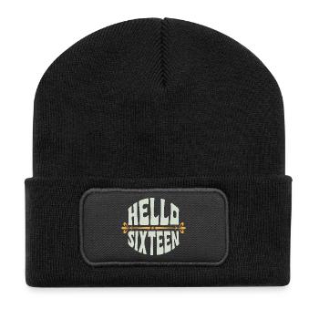 Hello Sixteen 16 Years Retro - Recycled Patch Beanie - black - Front