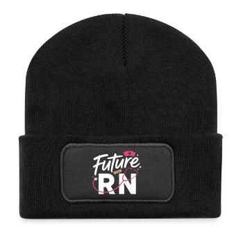 Future RN Stethoskop & Klinik - Recycelte Patch Beanie - Schwarz - Vorne