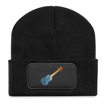 Hawaiian Ukulele Uke Retro Vintage - Recycled Patch Beanie - black - Front