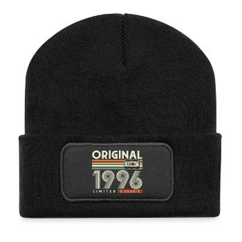 Jahrgang 1996 Vintage 30. Geburtstag Geschenk - Recycelte Patch Beanie - Schwarz - Vorne