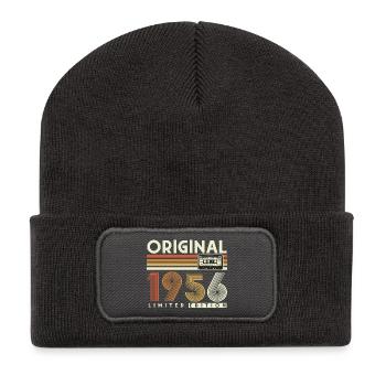 70th Birthday 1956 Vintage Born Retro - Recycled Patch Beanie - dark grey - Front