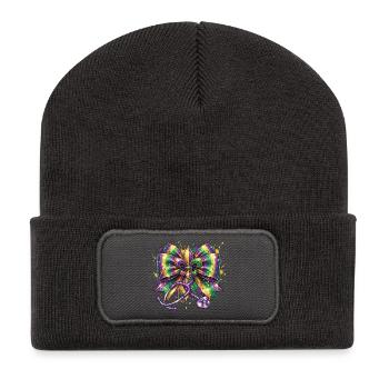 Mardi Gras Krankenschwester Doktorin Fleur De Lys - Recycelte Patch Beanie - Dunkelgrau - Vorne