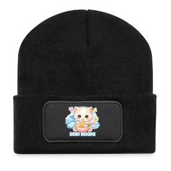 Ramen Katze Kanagawa - Recycelte Patch Beanie - Schwarz - Vorne