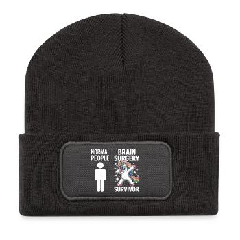 Einhorn Überlebender Gehirn-OP - Recycelte Patch Beanie - Dunkelgrau - Vorne