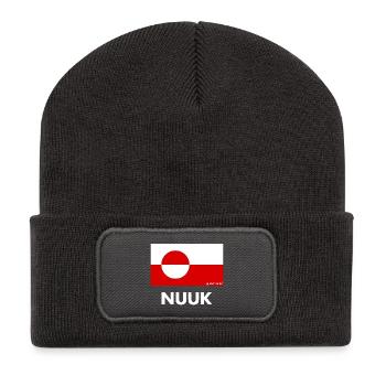 Drapeau du Groenland - Nuuk - Grönland - Danemark - Beanie recyclé à patch - charbon - Devant