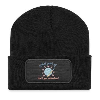 Lustiges Häkeln Was verstehst du nicht - Recycelte Patch Beanie - Schwarz - Vorne
