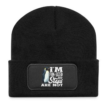 Warte Auf Mich, Ich Habe Kleine Beine - Recycelte Patch Beanie - Schwarz - Vorne
