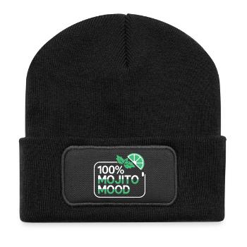 100% Mojito Mood Summer Cocktail Party Lime Mint - Recycled Patch Beanie - black - Front