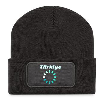 Turkey Charging Circle Turquoise - Recycled Patch Beanie - dark grey - Front