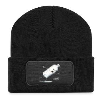 Waterfall – Falling Water Bottle Cartoon - Recycled Patch Beanie - black - Front