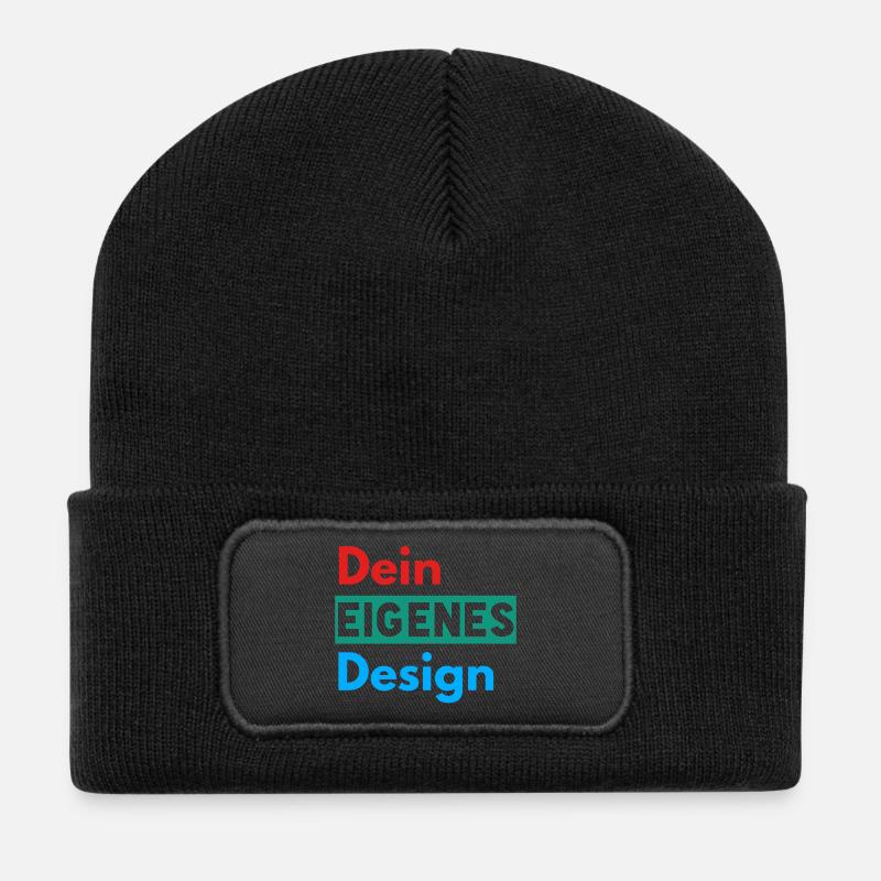 Dein Eigenes Design - Recycelte Patch Beanie - Schwarz