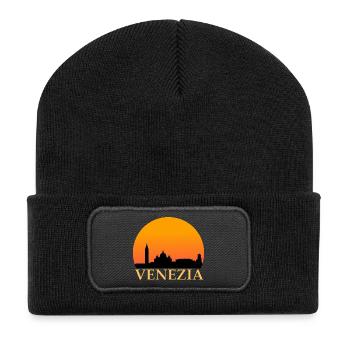 Venezia Sunset - Recycelte Patch Beanie - Schwarz - Vorne