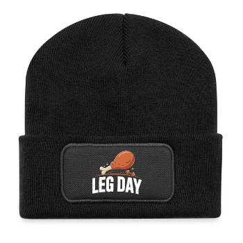Motif d’os de poulet de la journée des cuisses - Beanie recyclé à patch - noir - Devant