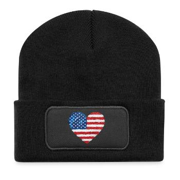 USA Heart Soccer Football États-Unis - Beanie recyclé à patch - noir - Devant