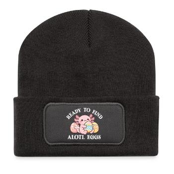 Bereit, Alotl-Eier zu finden Axolotl-Ostersuche - Recycelte Patch Beanie - Dunkelgrau - Vorne