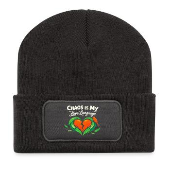 Conure Chaos Crew Parrot Owner Bird Mom - Recycled Patch Beanie - dark grey - Front