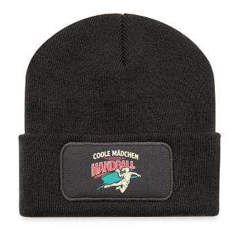 Joueuse de handball mignonne, fille cadeau - Beanie recyclé à patch - charbon - Devant