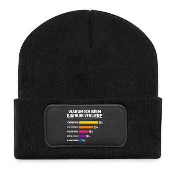 Biathlon Geschenk Für alle die verlieren - Recycelte Patch Beanie - Schwarz - Vorne