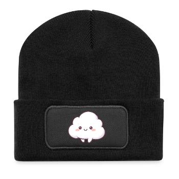 Kuschelige Wolke Kawaii Cartoon - Recycelte Patch Beanie - Schwarz - Vorne