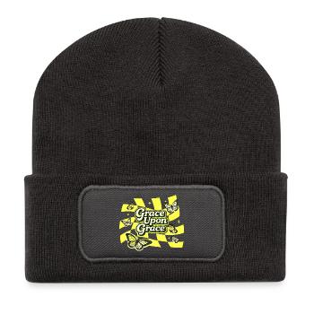 Jesus Christian Religious Worshipper Faith - Recycled Patch Beanie - dark grey - Front