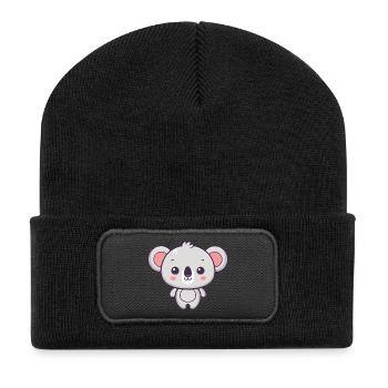 Koala Soft Pastel Drawing - Recycled Patch Beanie - black - Front