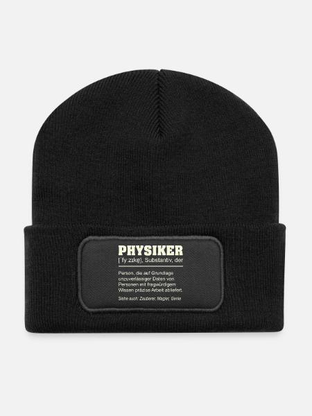 Physiker Definition – Lustiges Geschenk Design - Recycelte Patch Beanie - Schwarz