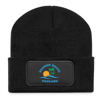 Khanom Beach Thailand Sunset Palm - Recycled Patch Beanie - black - Front