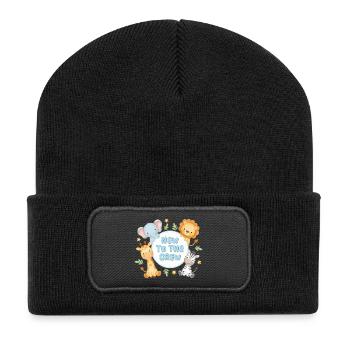 Bébés nouveau-nés animaux de safari nouveaux dans l’équipage - Beanie recyclé à patch - noir - Devant