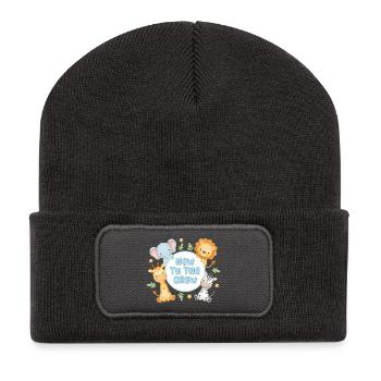 Baby Neugeborenes Safari Tiere New To The Crew - Recycelte Patch Beanie - Dunkelgrau - Vorne