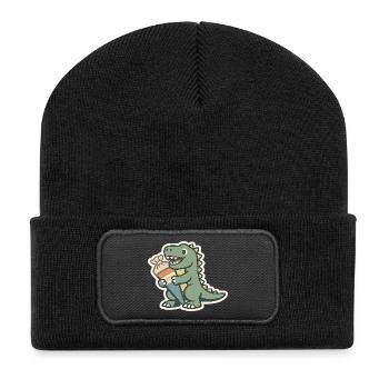 Inscription à Dino School Nom personnalisé École - Beanie recyclé à patch - noir - Devant