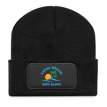 Lamai Beach Koh Samui Palm Sunset - Recycled Patch Beanie - black - Front