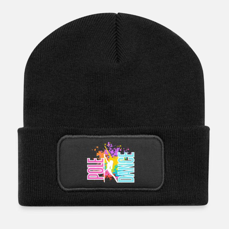 Pole Dance Splash Neon Colors - Recycled Patch Beanie - black