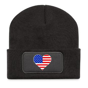 American Flag Heart - Recycled Patch Beanie - dark grey - Front