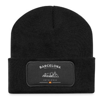 Silhouette de la Catalogne de la Skyline de Barcelone - Beanie recyclé à patch - noir - Devant