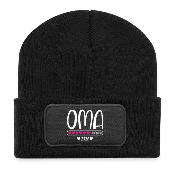Oma 2027 loading Herzchen Ladebalken - Recycelte Patch Beanie - Schwarz - Vorne