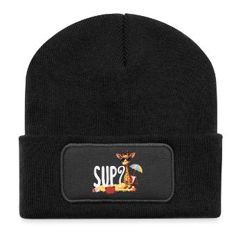 Sup Funny Giraffe Holiday Summer Beach - Recycled Patch Beanie - black - Front
