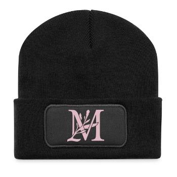 LM Floral Monogram - Recycled Patch Beanie - black - Front