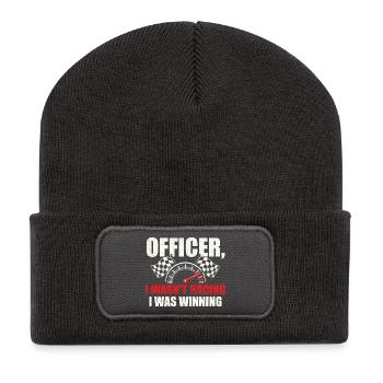 Officer I Wasnt Racing I Was Winning - Recycled Patch Beanie - dark grey - Front