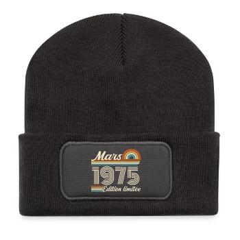 51e Cadeau d’anniversaire - Né en mars 1975 - Beanie recyclé à patch - charbon - Devant