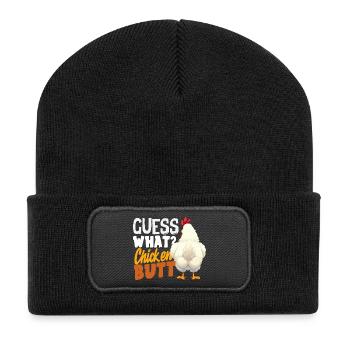 Guess Chicken Bottom Funny Joke - Recycled Patch Beanie - black - Front