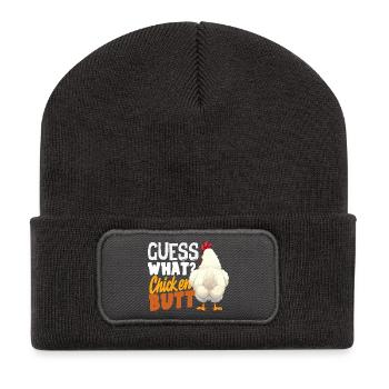Guess Chicken Bottom Funny Joke - Recycled Patch Beanie - dark grey - Front