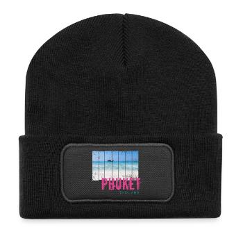Phuket en Thaïlande Souvenir vintage de vacances à la plage - Beanie recyclé à patch - noir - Devant