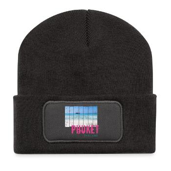 Phuket en Thaïlande Souvenir vintage de vacances à la plage - Beanie recyclé à patch - charbon - Devant